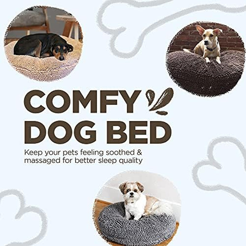 Super Snoozer Dog Bed - Comfortable Bed for Dogs - Microfiber Chenille Dog Bed - Cozy Microfiber Dog Bed Machine Washable - round Dog Bed