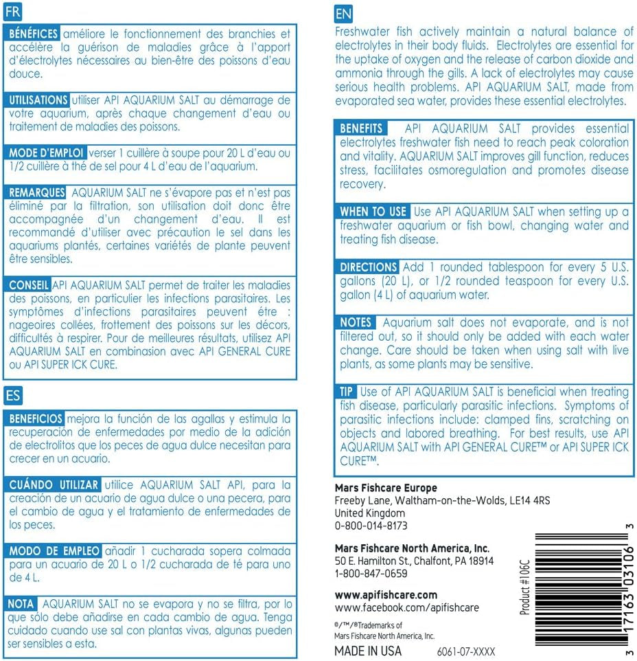 AQUARIUM SALT Freshwater Aquarium Salt 67-Ounce Box (Packaging May Vary)