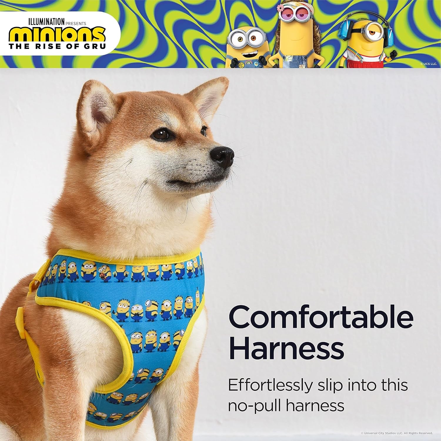 Dog Harness, Medium, Blue  in a Row | Comfortable Mesh No-Pull Dog Harness| Gifts for  Fans and Their Pets | Officially Licensed Pet Product from Universal Studios