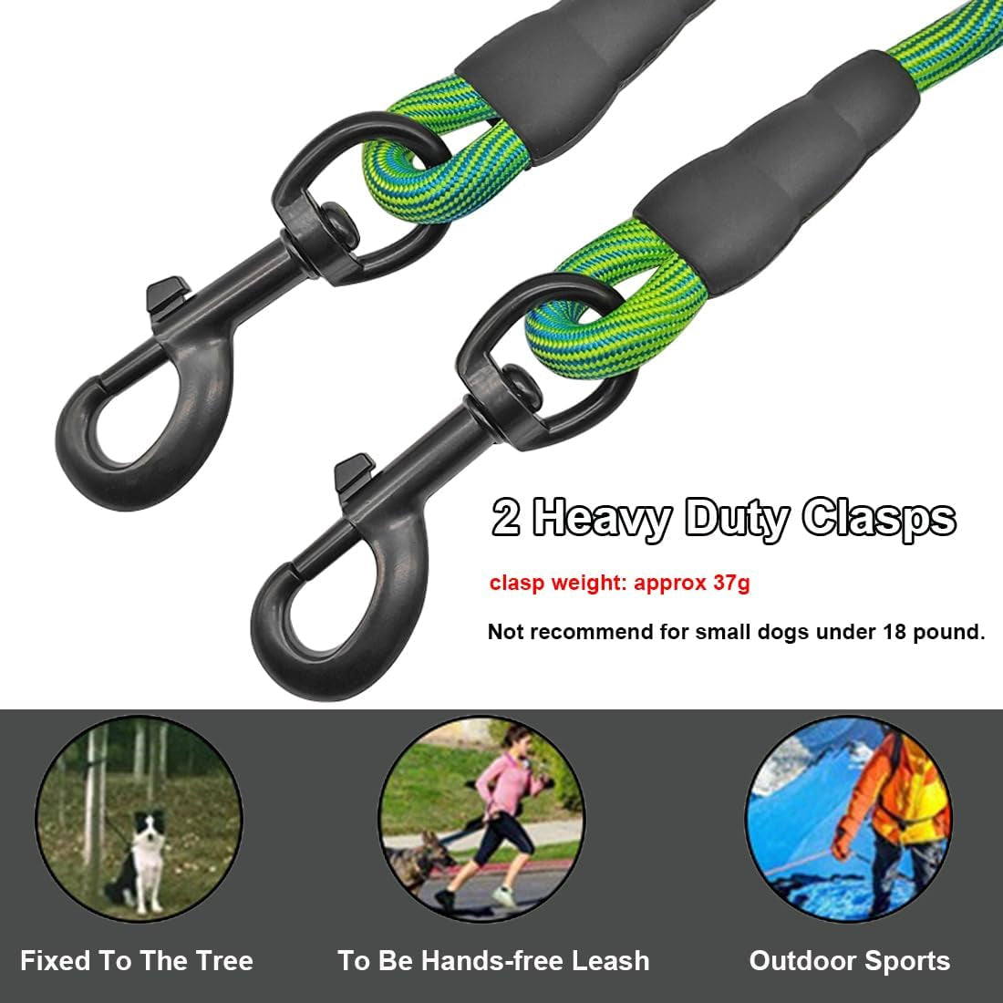 8Ft/12Ft/20Ft/30Ft/50Ft/75Ft Dog Tie-Out Long Tether Rope Dog Leash, Outdoor Dog Yard Leash- Large Medium Small Dogs Training, Playing, Camping,Backyard
