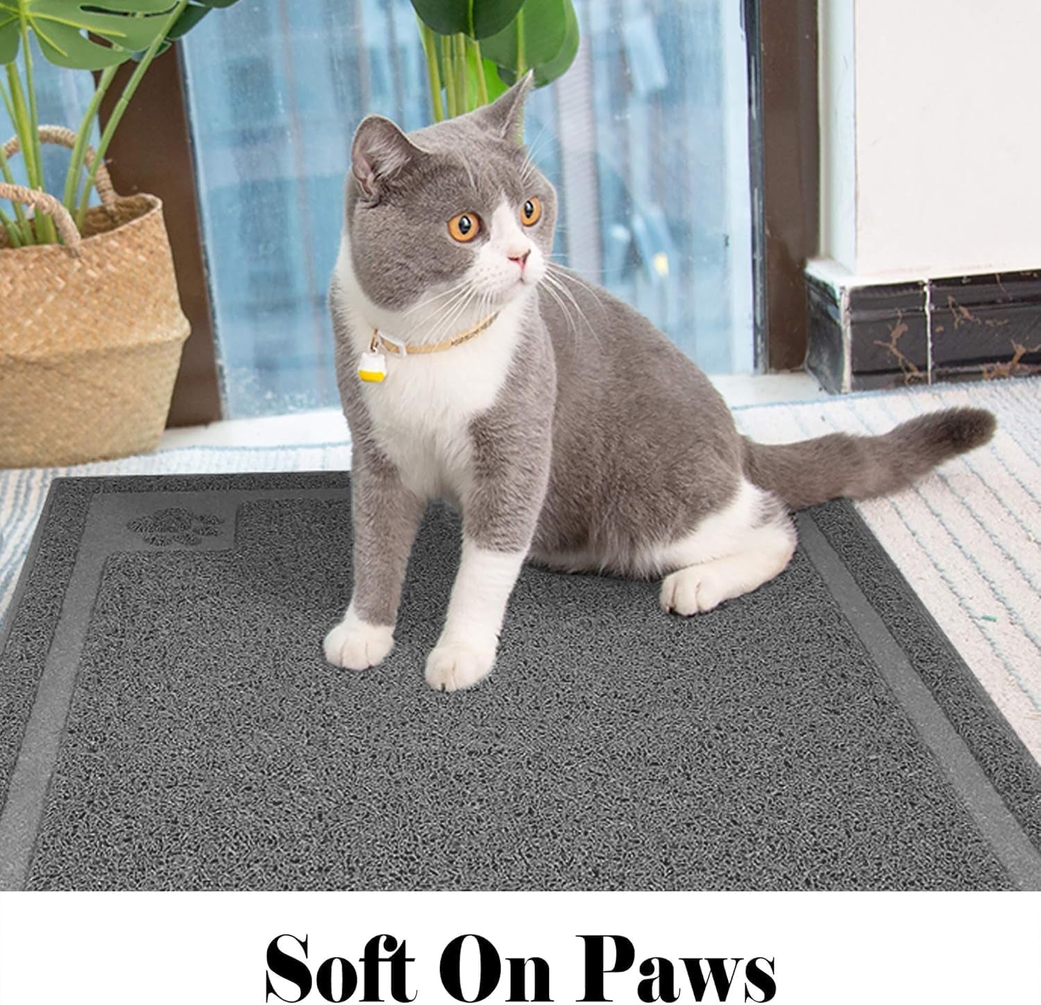 Large Cat Litter Mat Trapper 35.5"×23.5" Traps Litter from Box and Paws Scatter Control for Litter Box Soft on Sensitive Kitty Paws Easy to Clean Durable